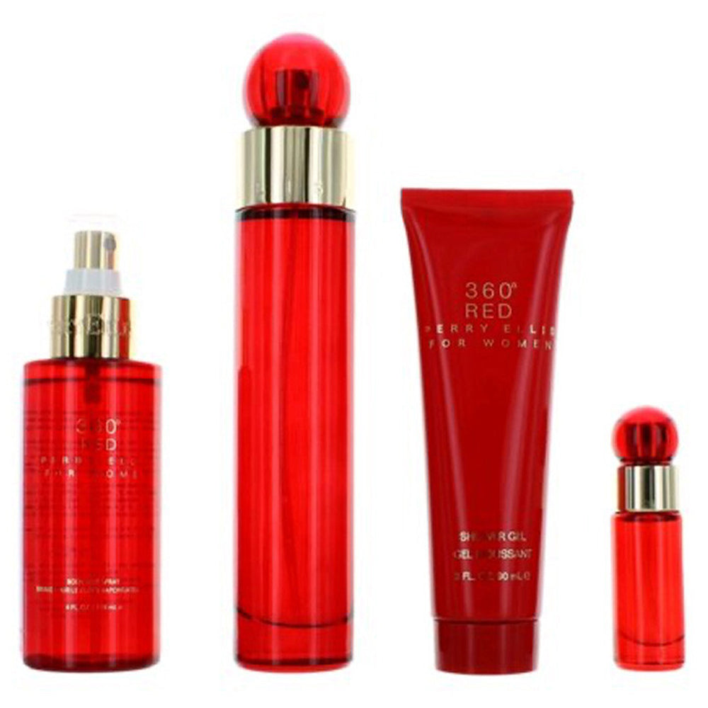 360 Red 3.4 oz EDP 4 Piece Gift Set for women
